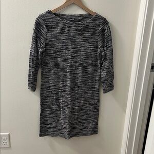 Daisy Fuentes Black and White Striped Long Sleeve Dress